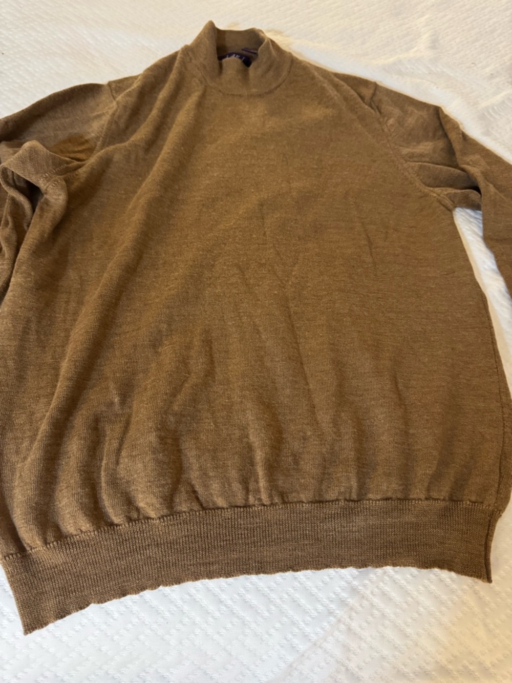100% extra fine Marino wool women’s Brown Mock Neck Sweater - Picture 4 of 5